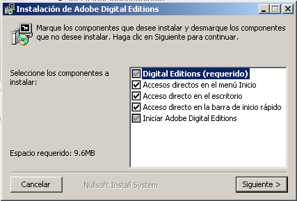 Programa de instalacin de Adobe Digital Editions